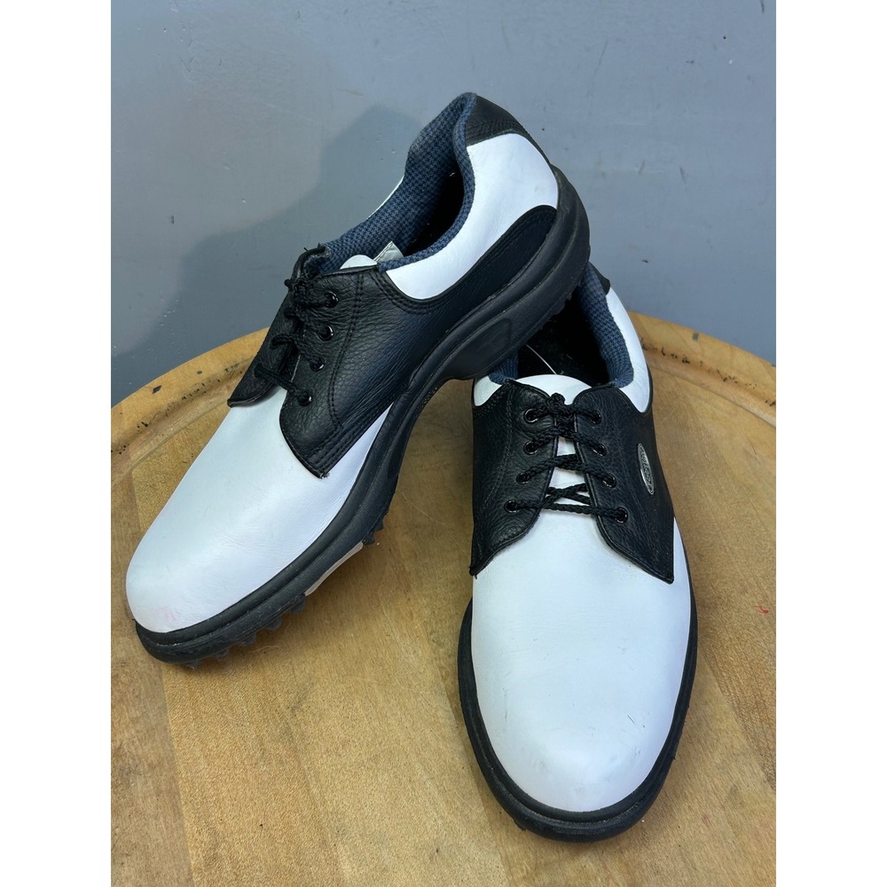 FootJoy Golf Shoes Mens 8M White Black 98589 Saddle Oxford Spiked Leather